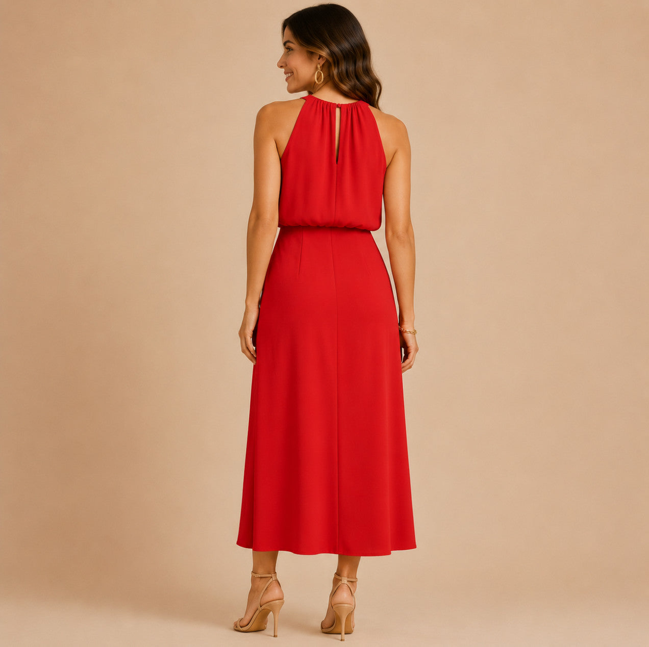 Halter A-Line Midi Dress
