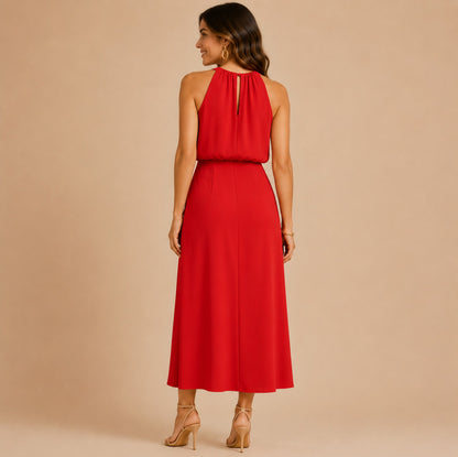 Halter A-Line Midi Dress