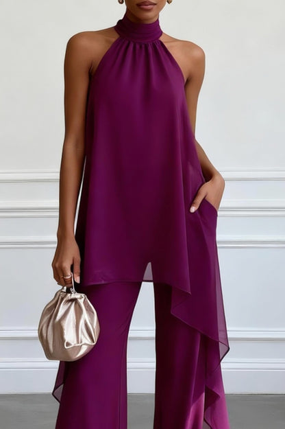Chiffon Halter Two Piece Set