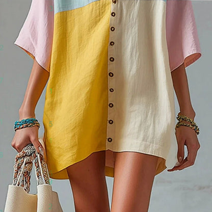 Gauze Button Front Mini Dress