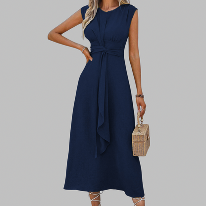 Sleeveless Tie Waist Midi Dress