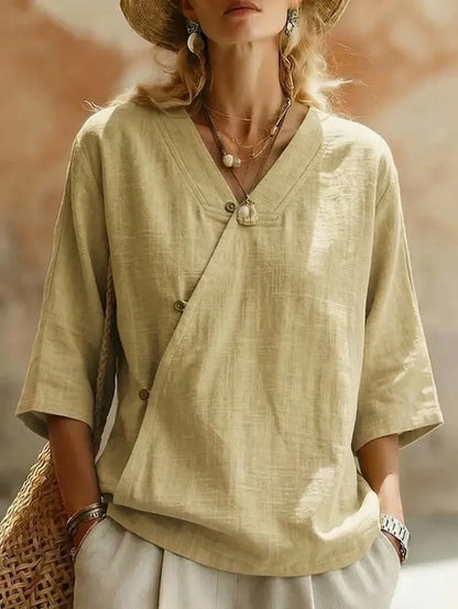 Wrap Button Front Blouse