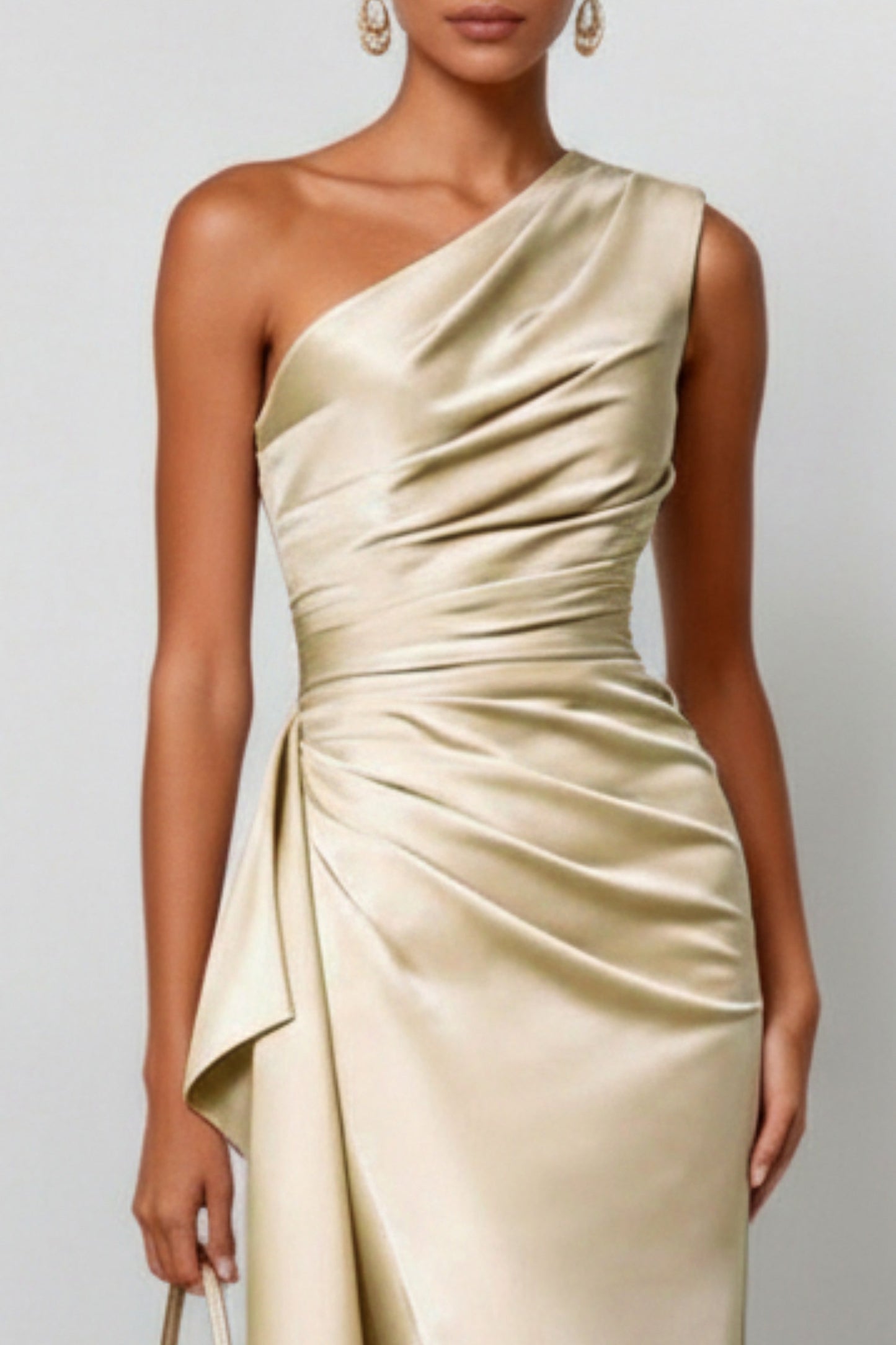 Satin One Shoulder Maxi Dress