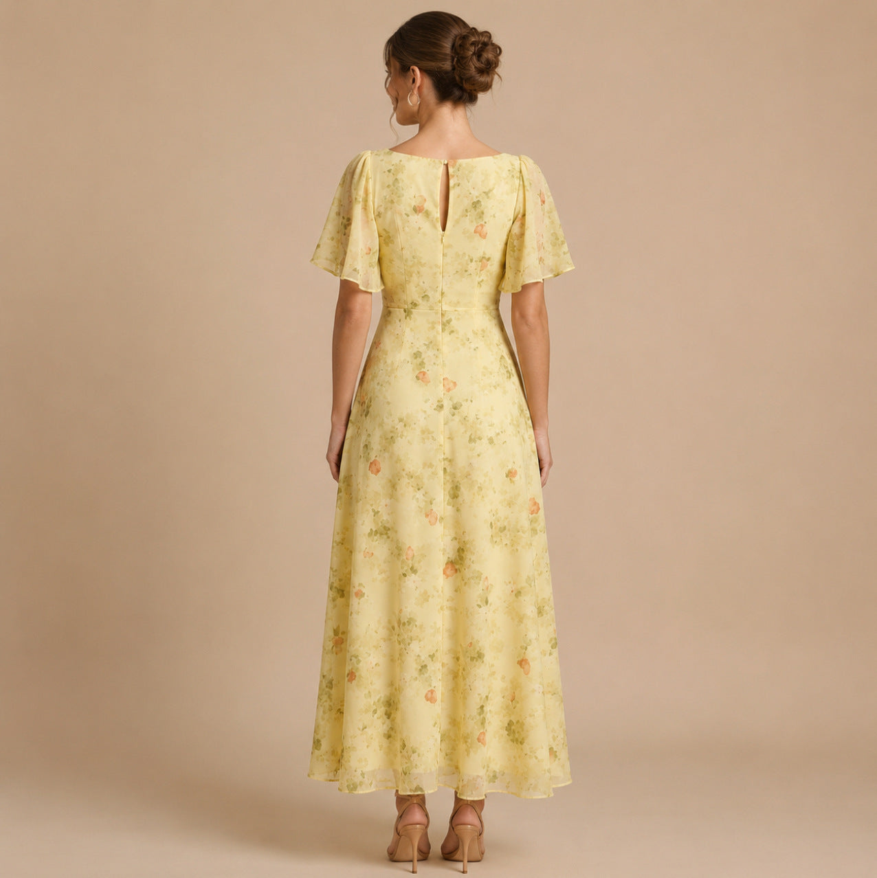 Chiffon Floral Sweetheart Maxi Dress