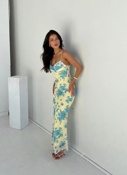 Floral Cowl Tie Maxi Dress