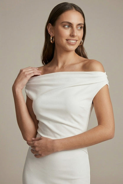 Off Shoulder Ruched Maxi Dress