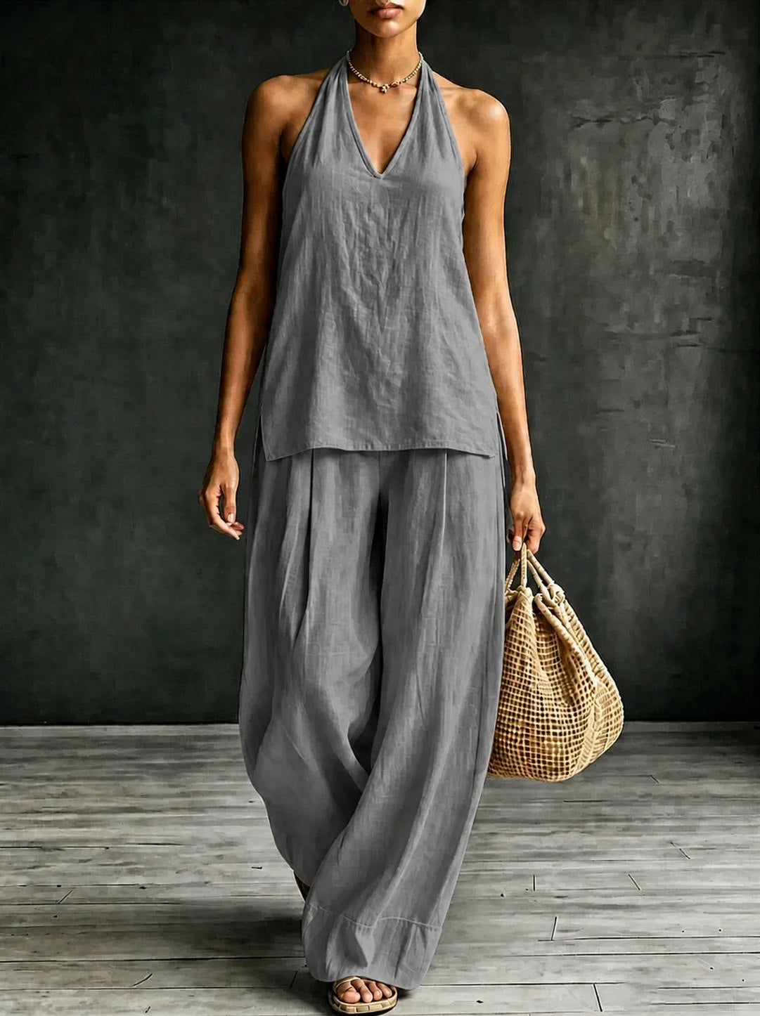 Halter Wide Leg Matching Set
