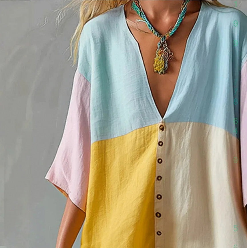 Gauze Button Front Mini Dress