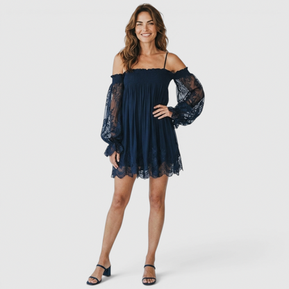 Smocked Off Shoulder Mini Dress