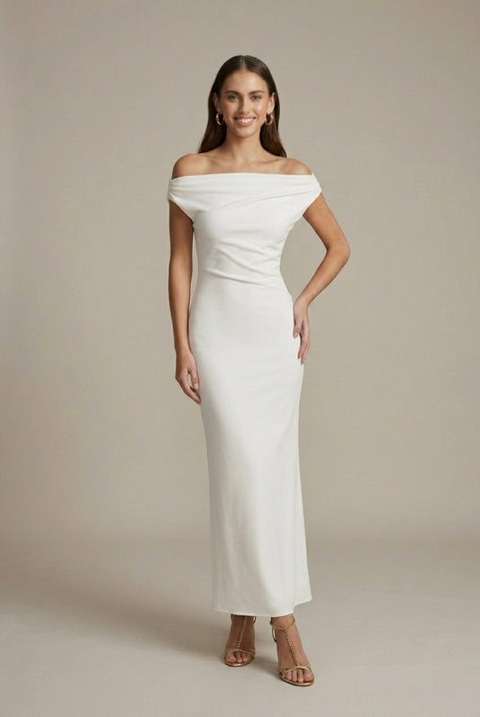 Off Shoulder Ruched Maxi Dress
