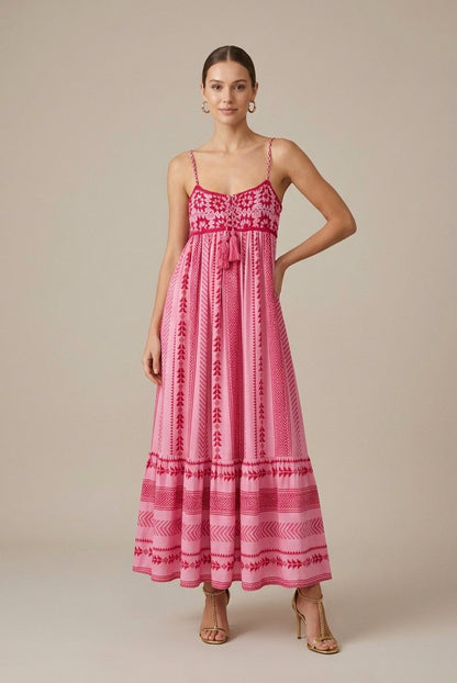 Geometric Tiered Maxi Sundress