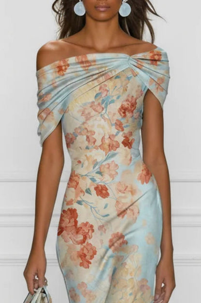 Floral Off Shoulder Midi Dress
