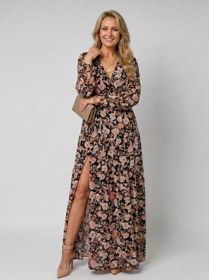 Floral Chiffon Tiered Maxi Dress