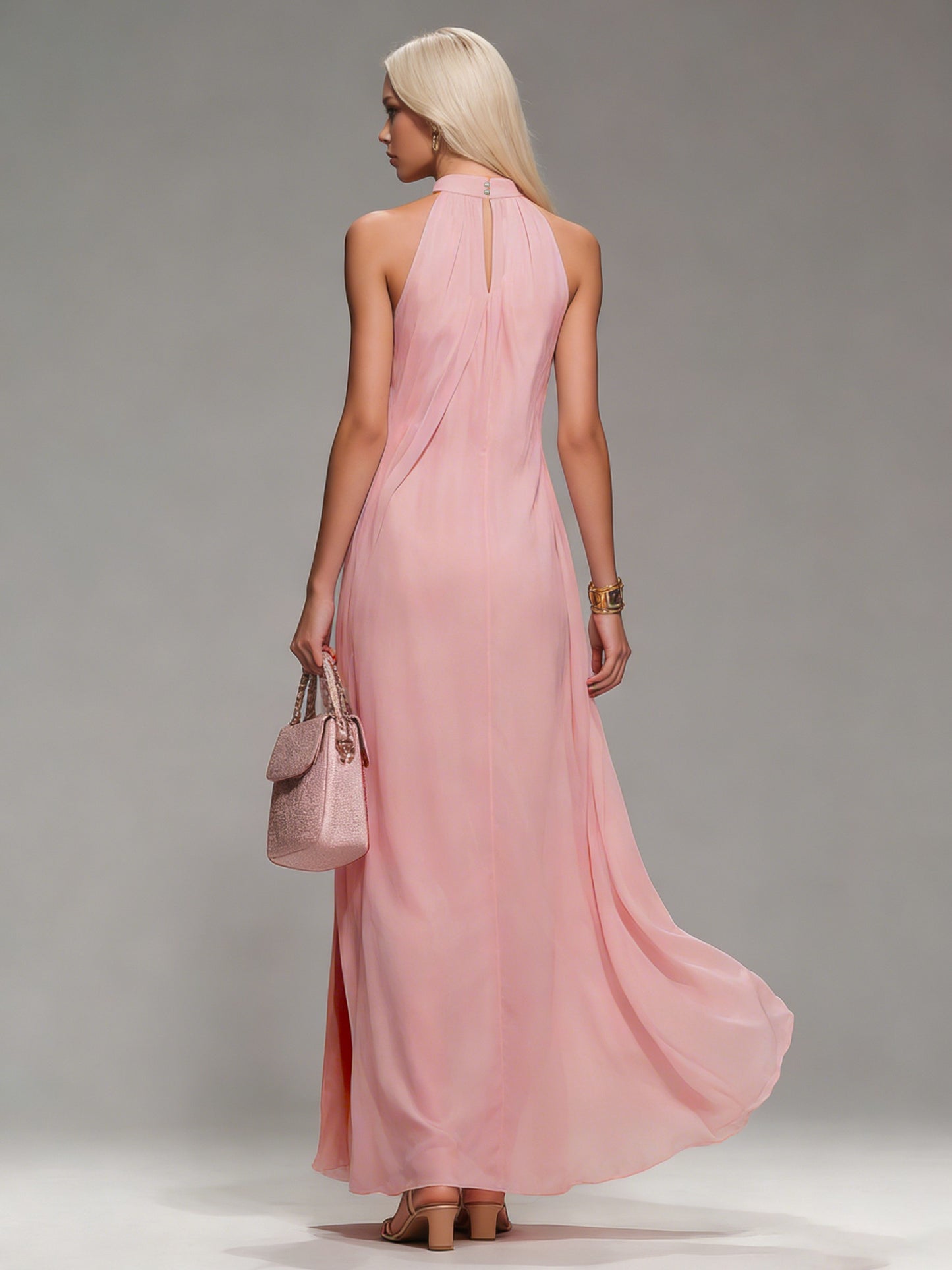 Chiffon Halter Maxi Dress