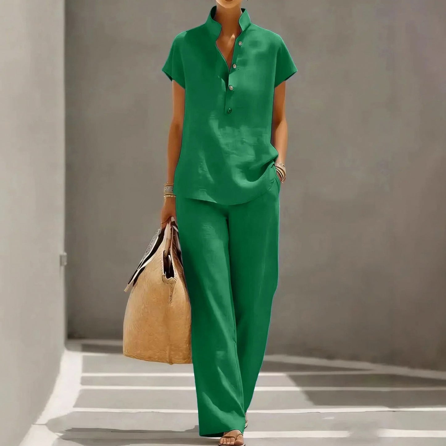 Short Sleeve Button Front Set