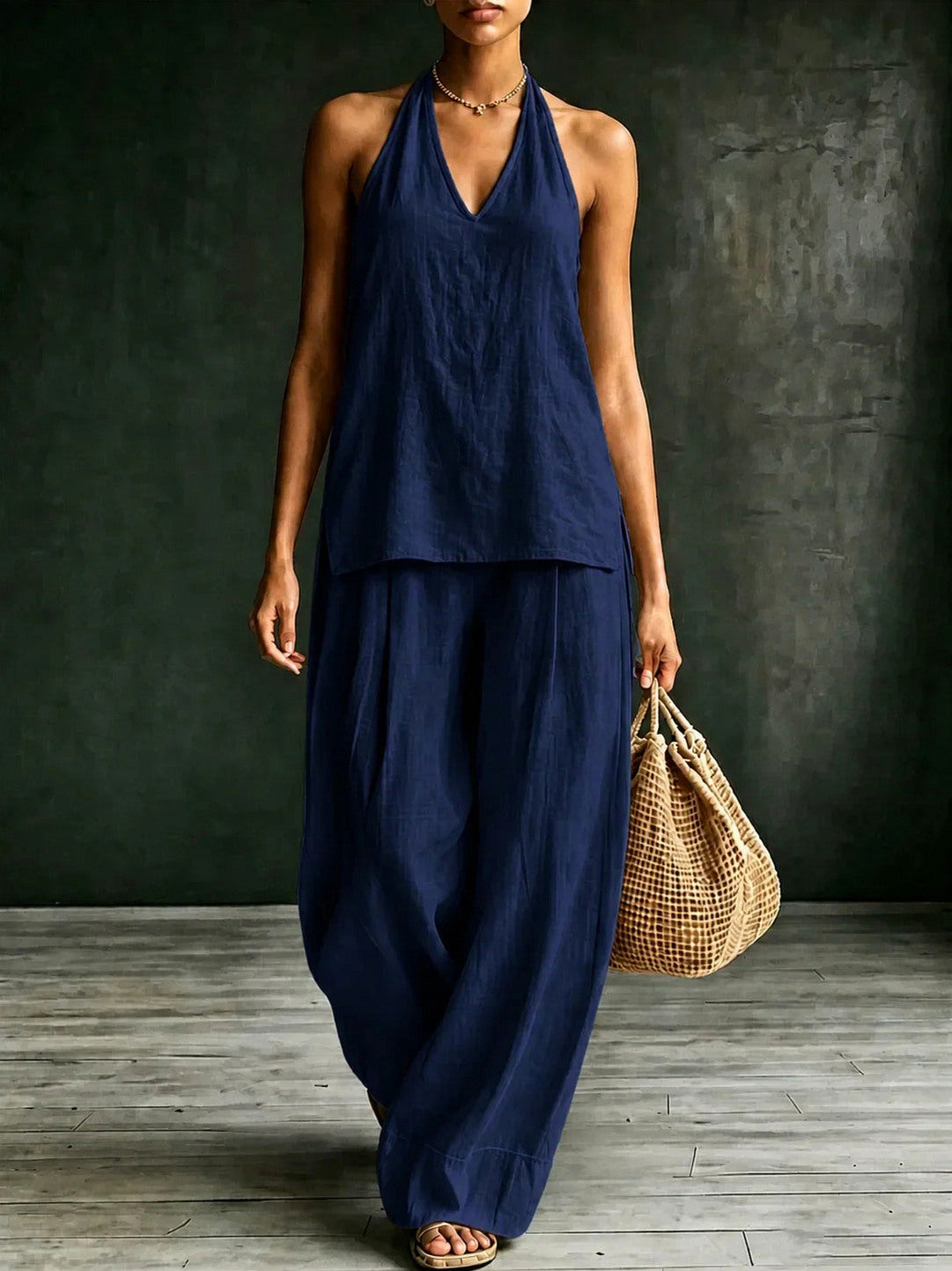 Halter Wide Leg Matching Set