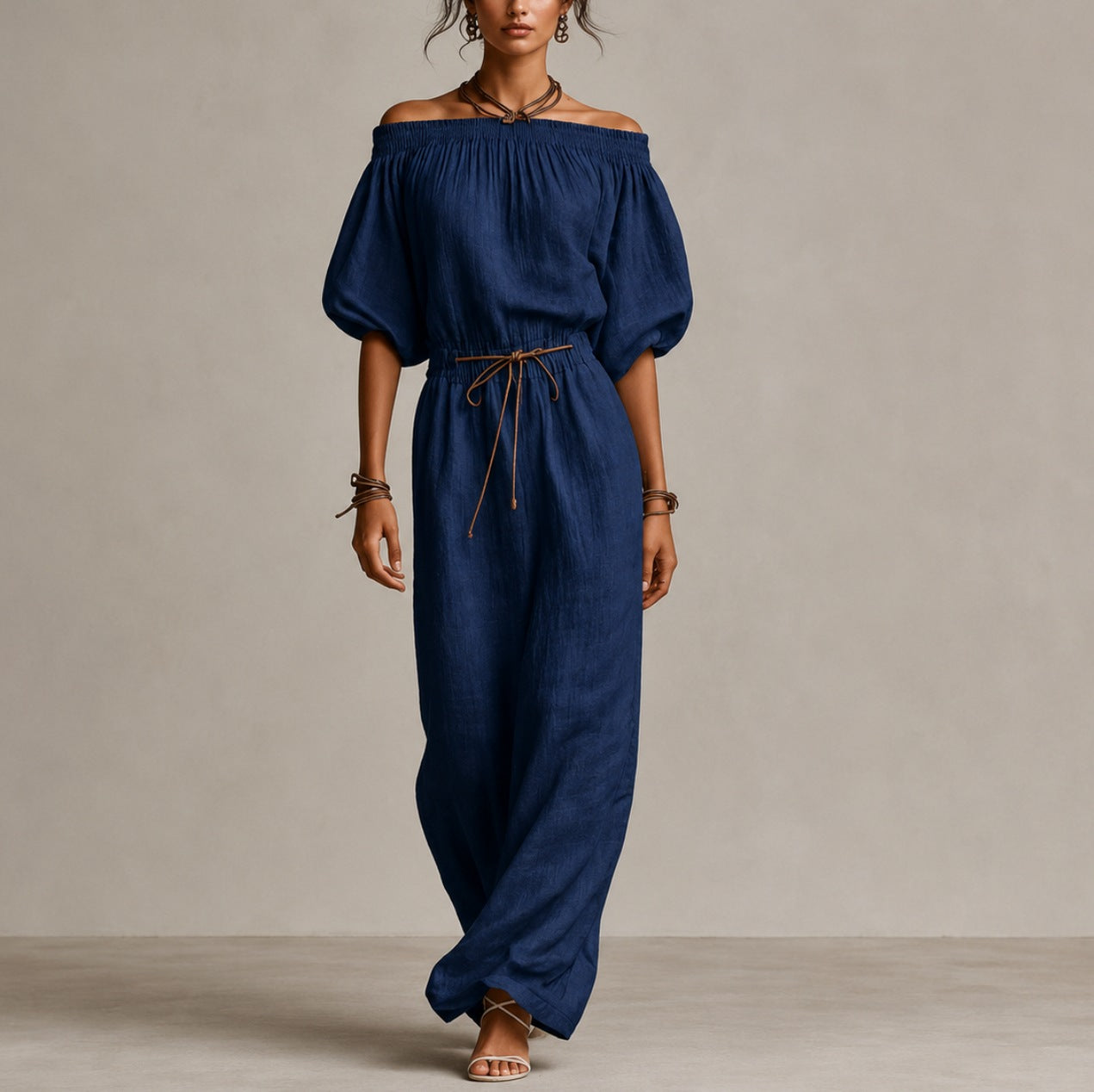 Off Shoulder Gauze Maxi Dress