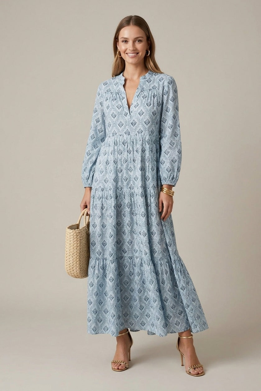 Geometric Tiered Maxi Dress