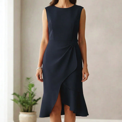 Sleeveless Wrap Asymmetric Midi Dress