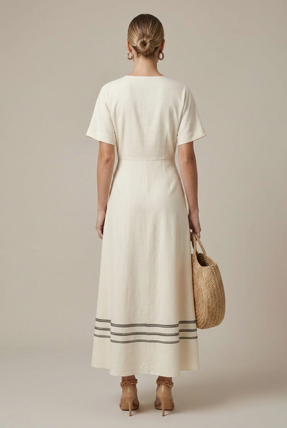 Short Sleeve Wrap Midi Dress