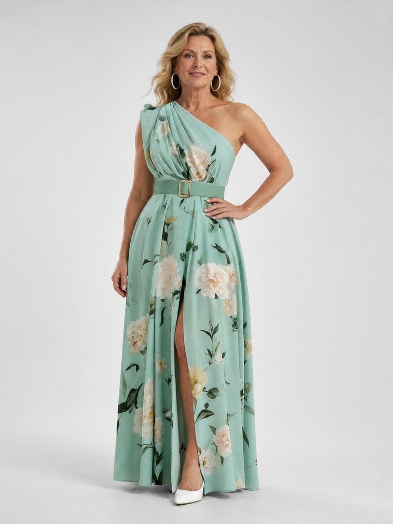 Floral One Shoulder Maxi Dress