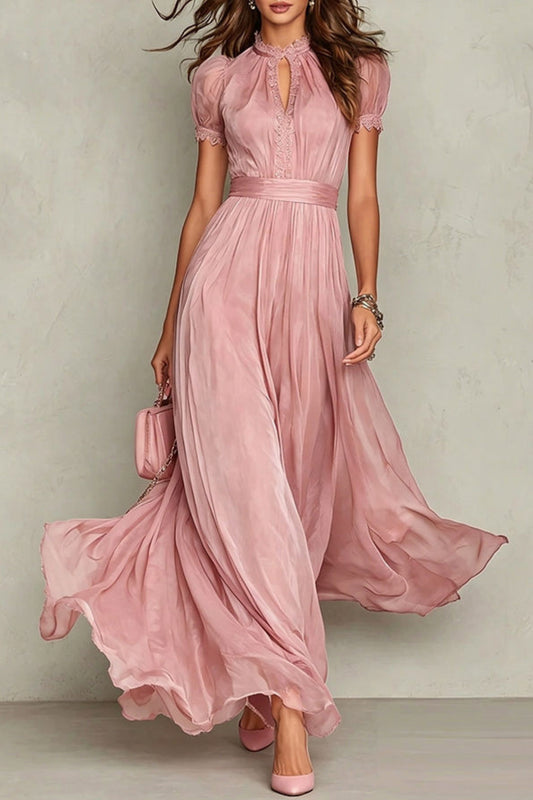 Chiffon Puff Sleeve Maxi Dress