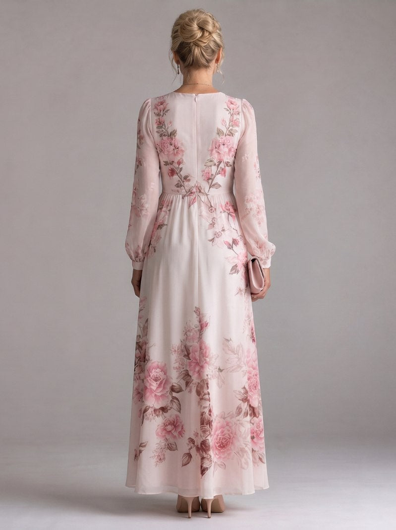 Floral Chiffon Long Sleeve Maxi