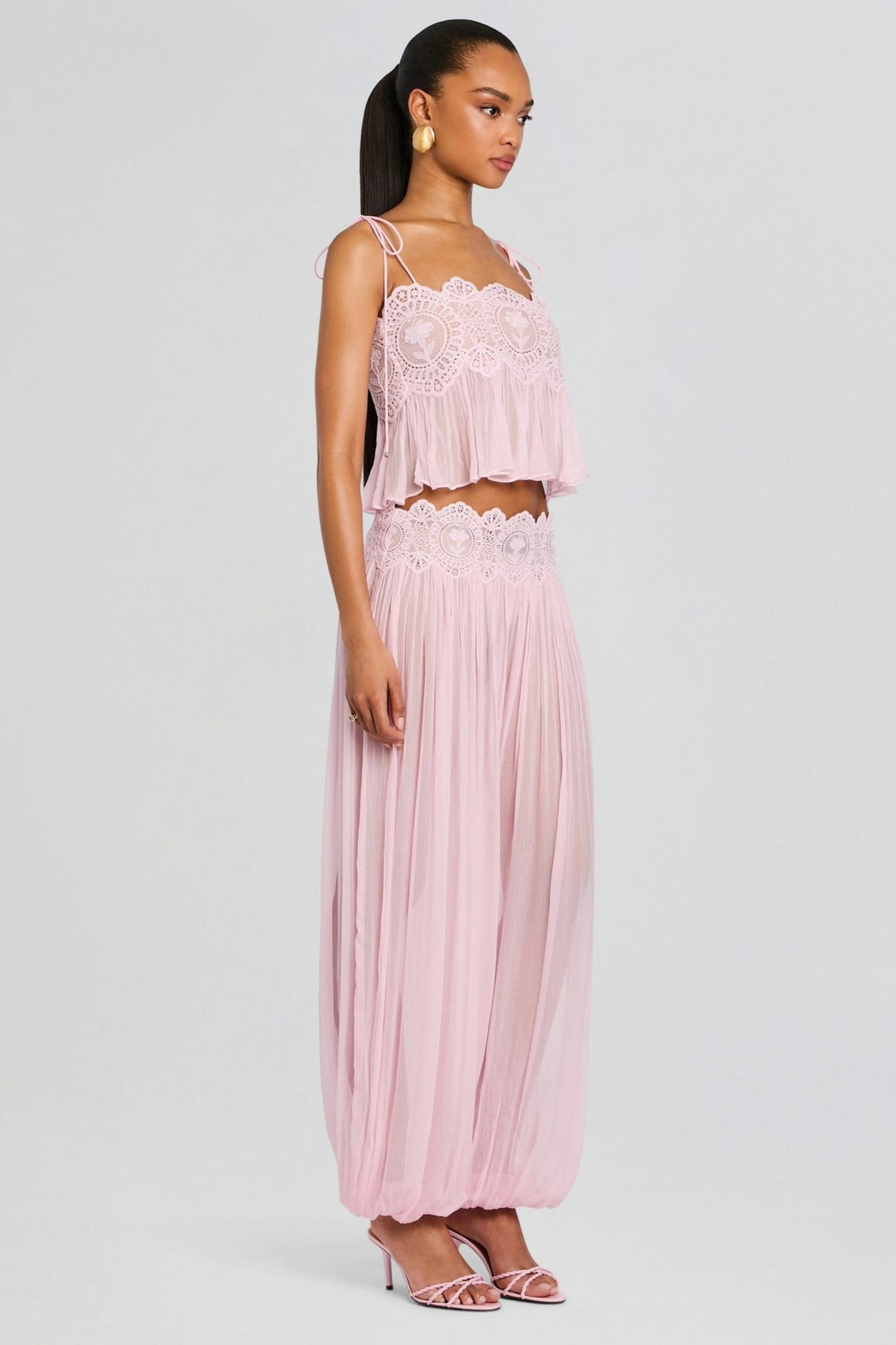 Chiffon Crochet Two Piece Set