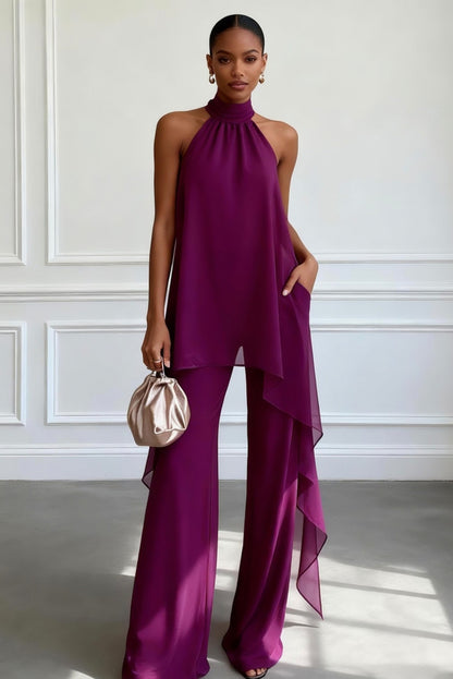 Chiffon Halter Two Piece Set