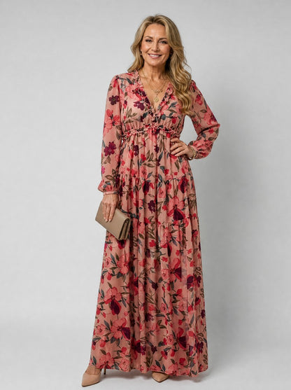 Floral Chiffon Tiered Maxi Dress