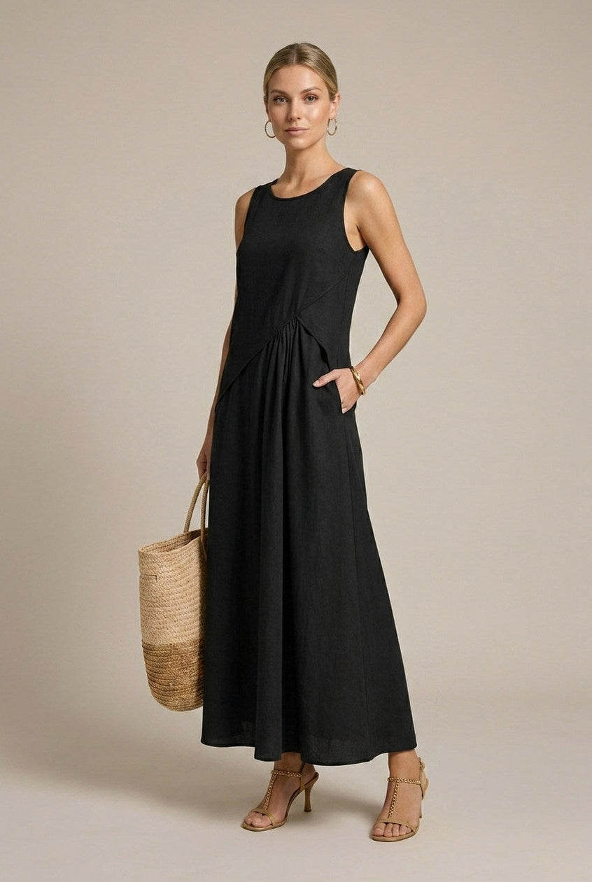 Sleeveless Contrast Trim Maxi Dress