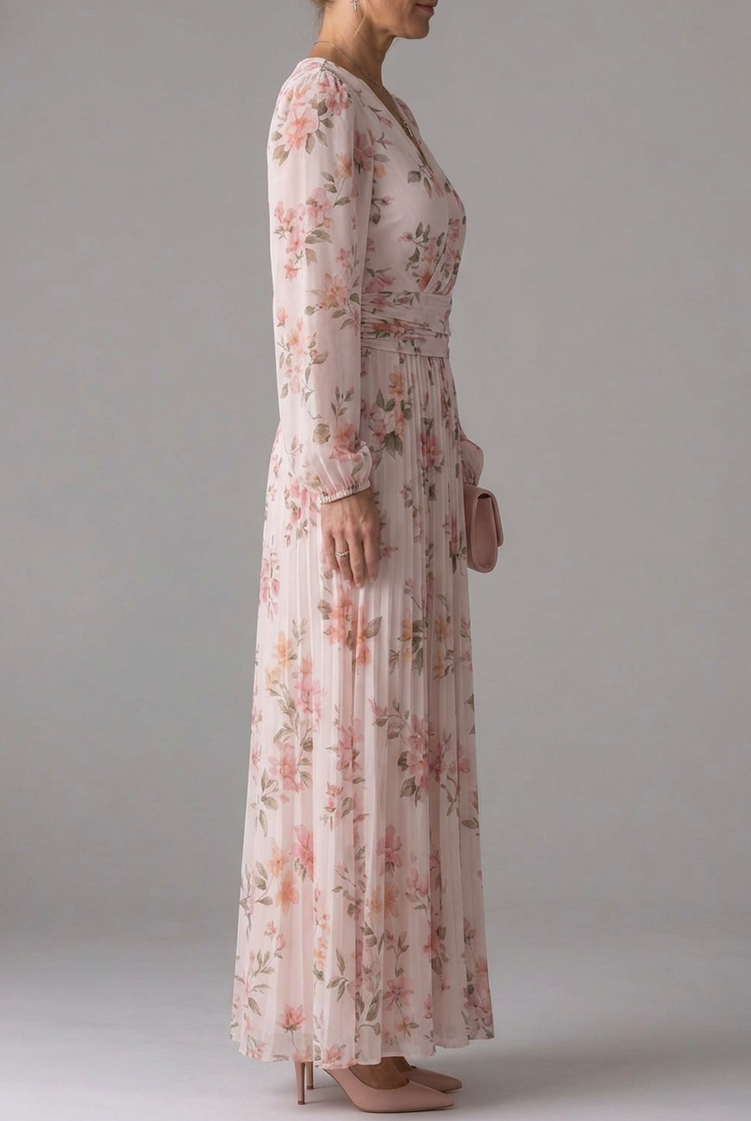 Floral Chiffon Long Sleeve Maxi