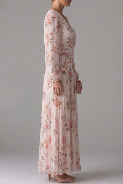 Floral Chiffon Long Sleeve Maxi