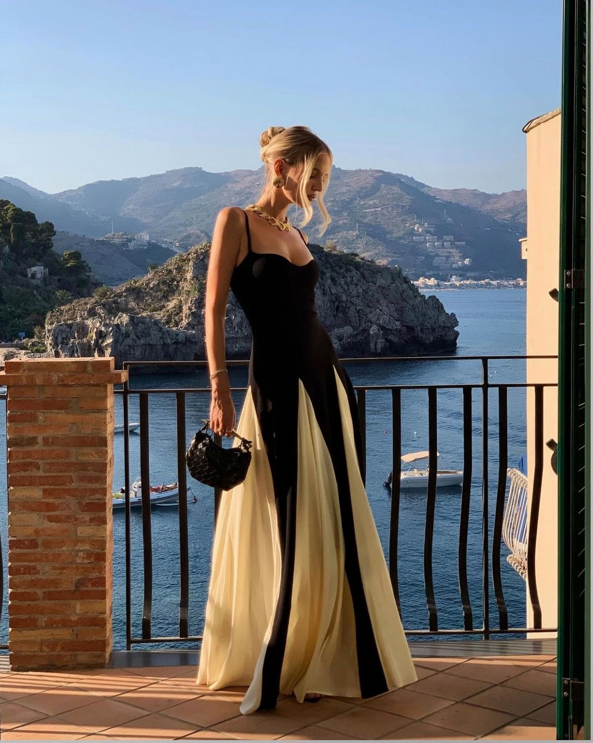 Sweetheart Paneled Maxi Dress
