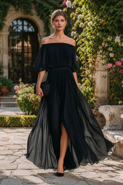 Chiffon Off Shoulder Maxi Dress
