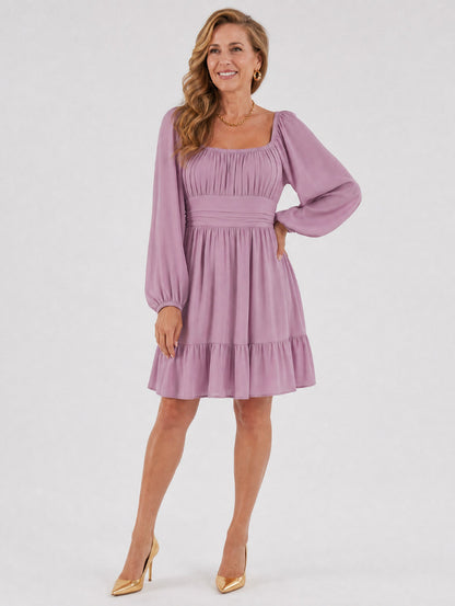 Chiffon Square Neck Mini Dress