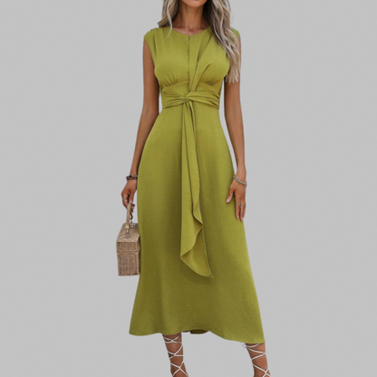 Sleeveless Tie Waist Midi Dress