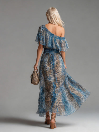 Chiffon Leopard Print Maxi Dress