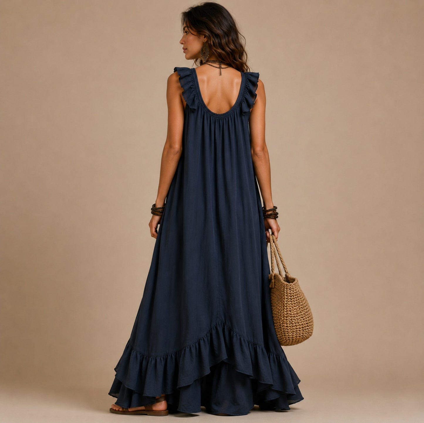 Gauze High-Low Maxi Sundress