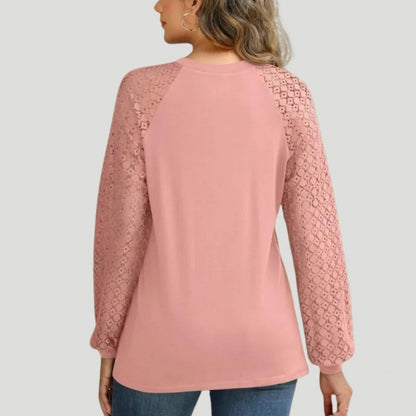 Geometric Lace Pintuck Top