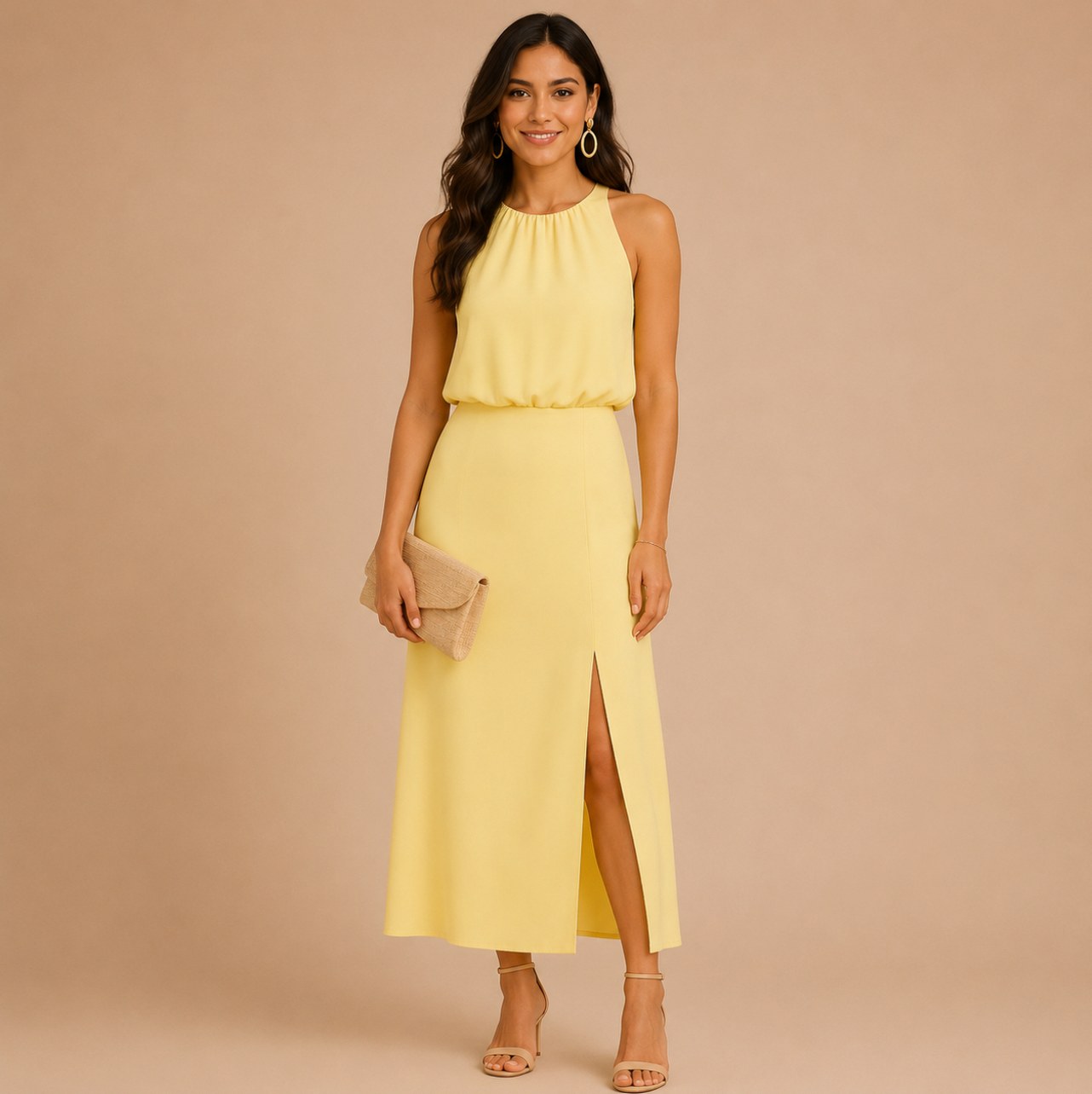 Halter A-Line Midi Dress
