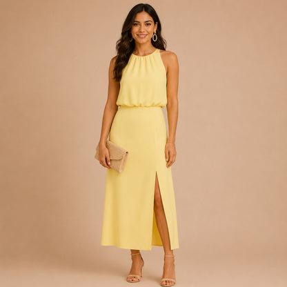 Halter A-Line Midi Dress
