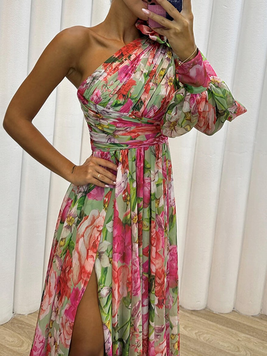 Floral One Shoulder Maxi Dress