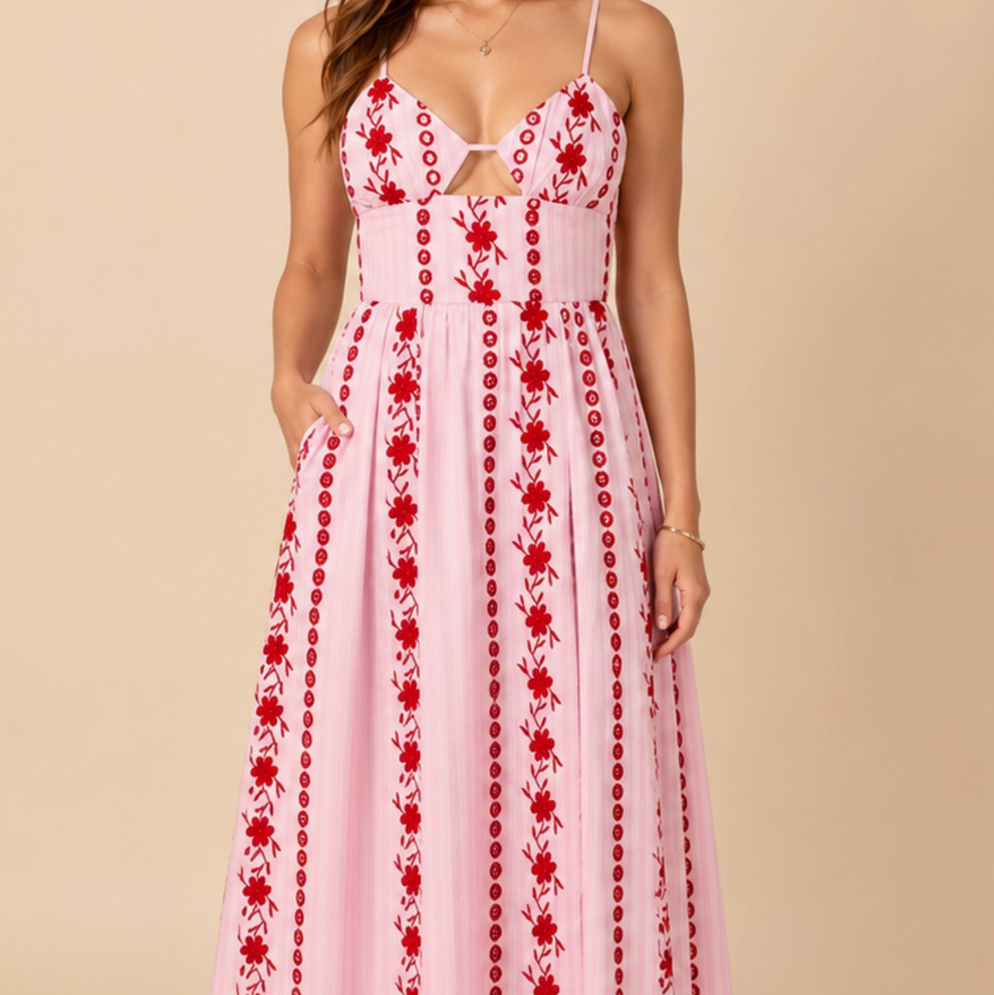 Floral Sweetheart Cutout Midi Sundress