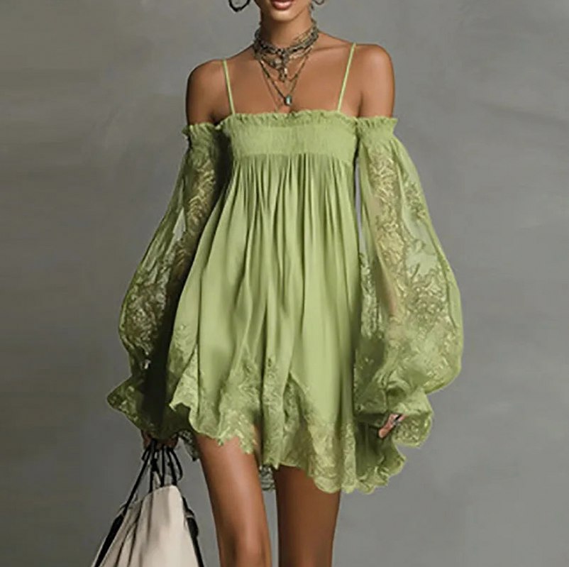 Smocked Off Shoulder Mini Dress
