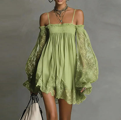 Smocked Off Shoulder Mini Dress
