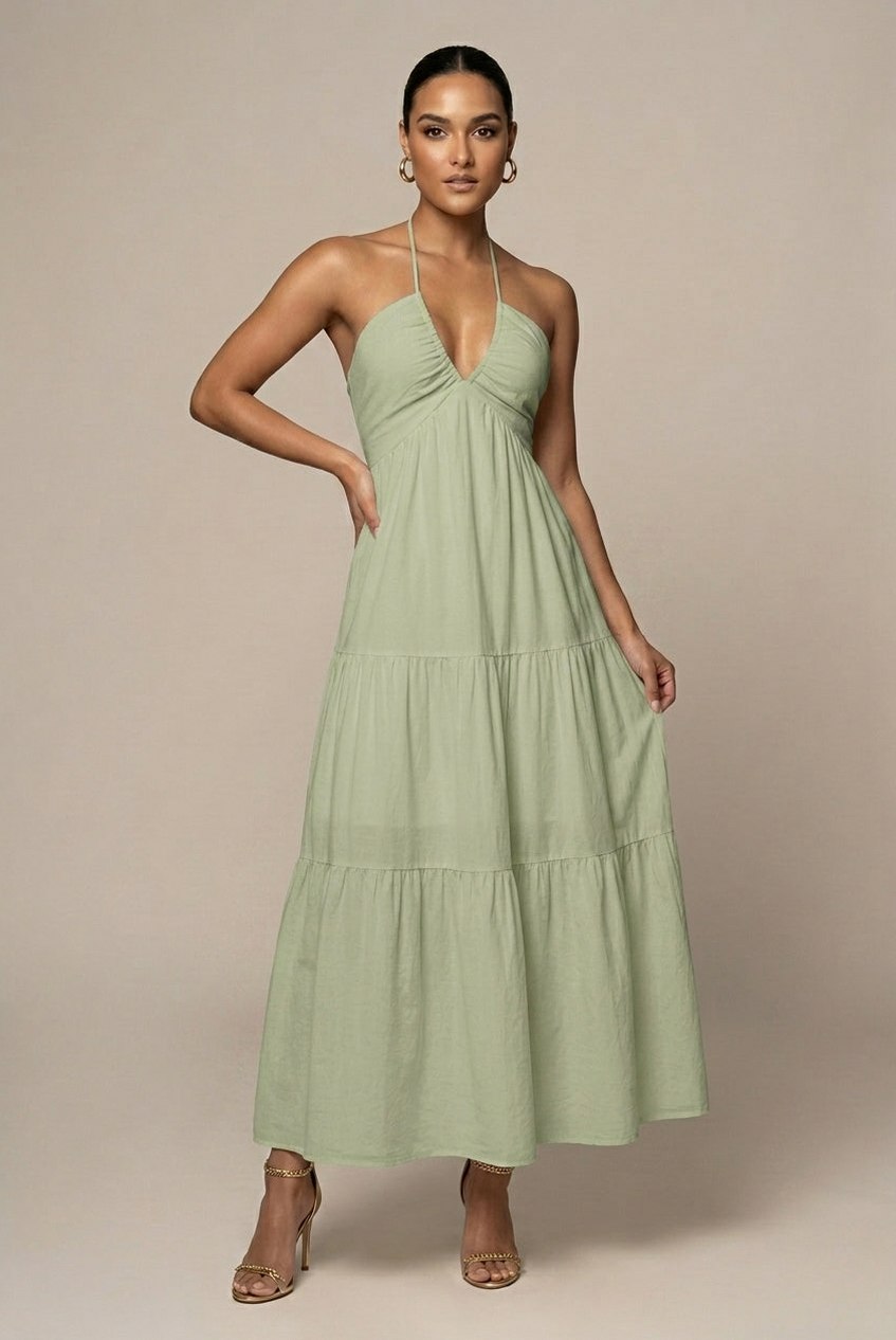 Halter Tiered Maxi Sundress