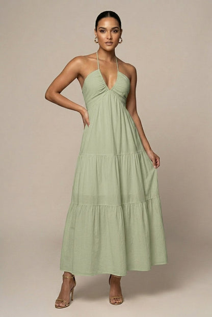 Halter Tiered Maxi Sundress
