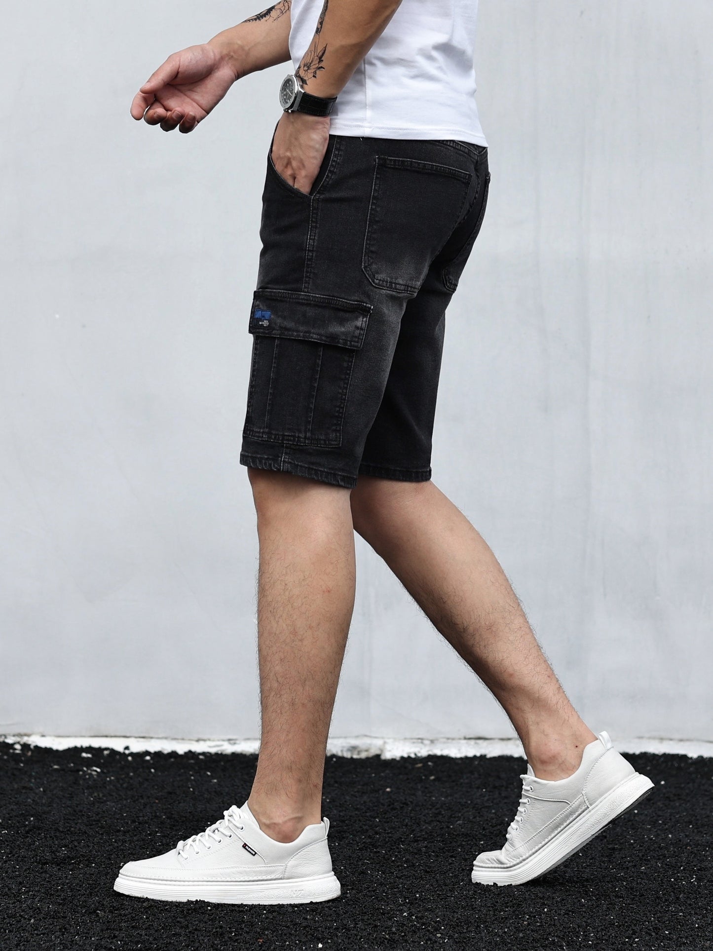 Denim Relaxed Cargo Shorts