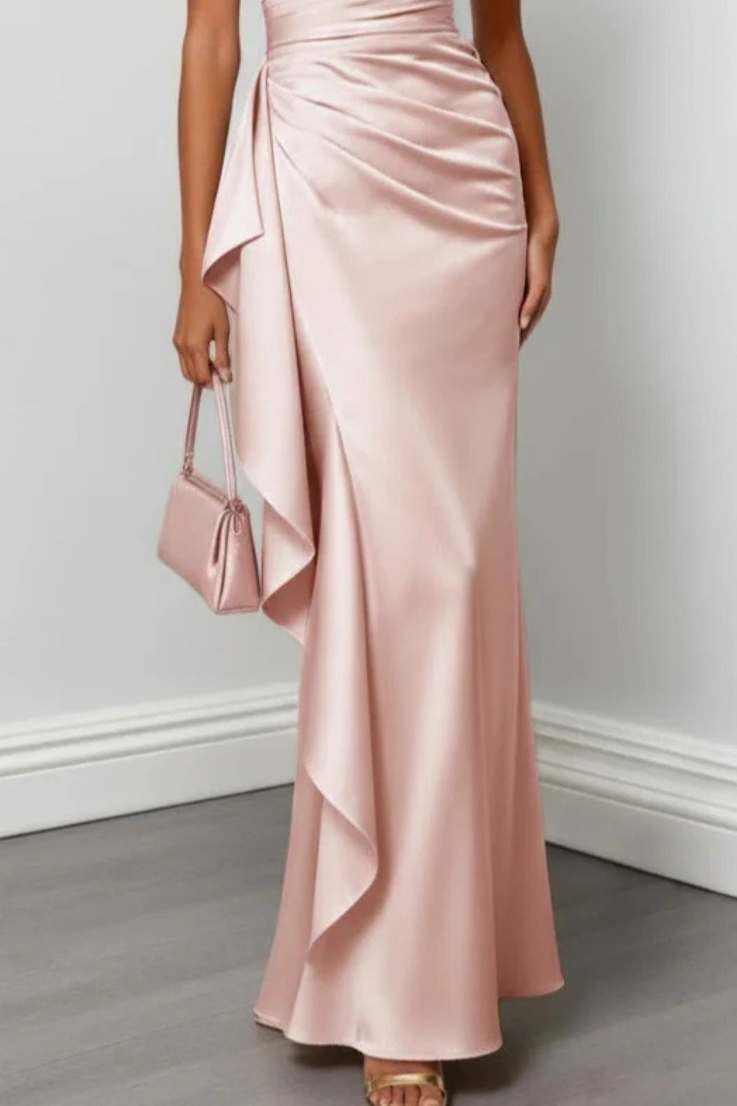 Satin One Shoulder Maxi Dress